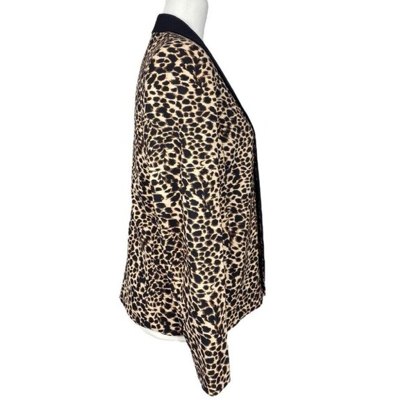 Tahari ASL Women’s Brown Animal Print Open Front Mob Wife Designer Blazer 6P/C38 - Picture 2 of 13